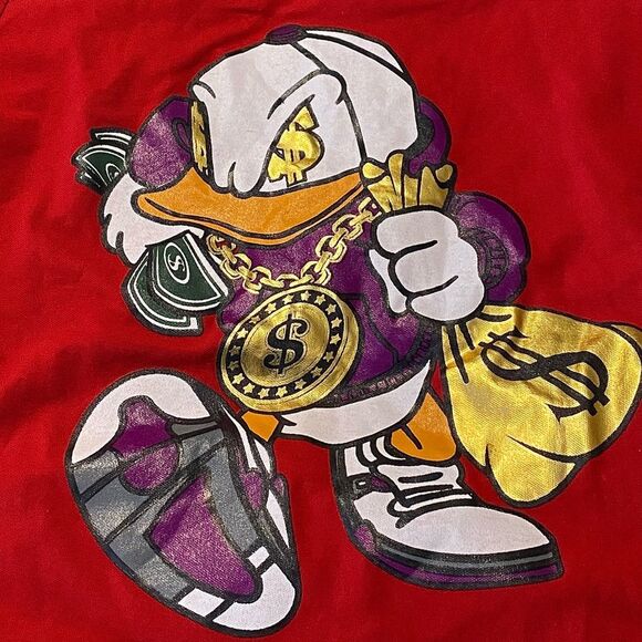 Switch Remarkable Mens XL Polo Shirt Donald Duck Money Graphic Multicolor Cotton - Picture 3 of 6